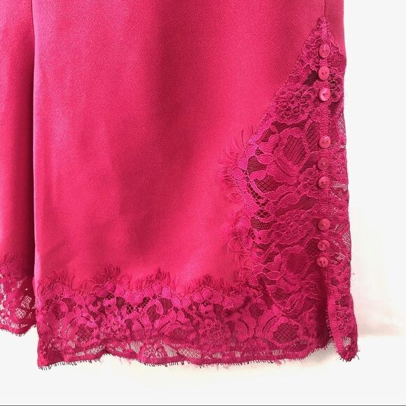 NEW Maje Paris Isadora Fuschia Bloomers Chemise Barbiecore Lace Trim Romper XS/0 - Picture 8 of 11